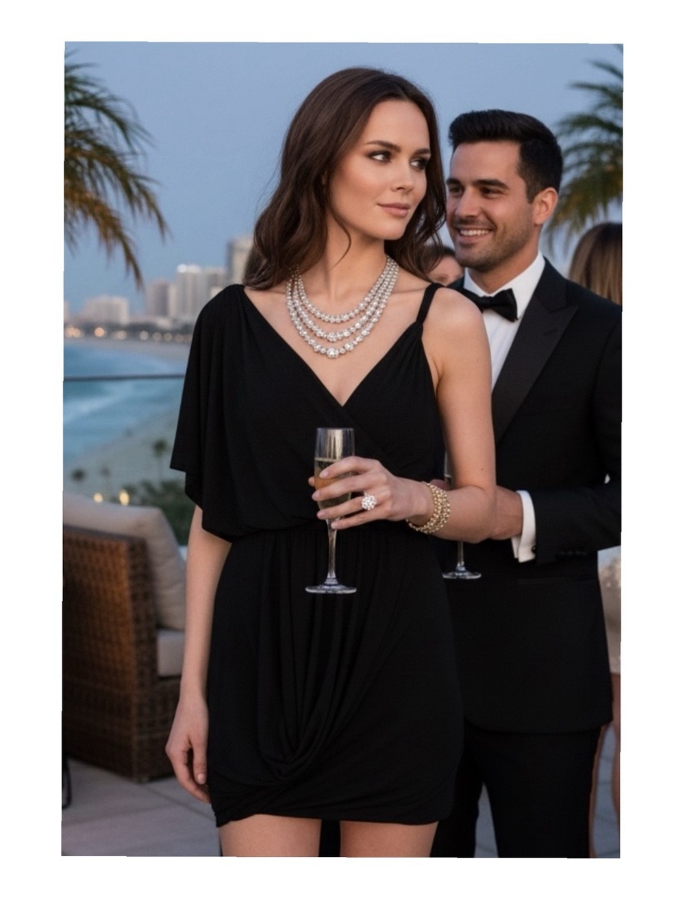 new T-Bags [MISA] ♛ Asymmetrical Draped Bubble Cocktail Mini LBD Dress ♛ Black - Picture 15 of 16